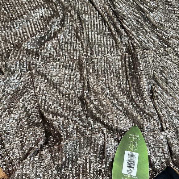 Anthropologie Farm Rio Gold Sequin Tiered Ruffle Midi Skirt Size Large - Picture 10 of 16
